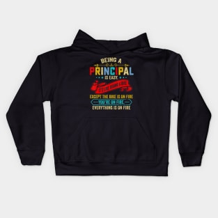 Being A Principal Is Easy Like Riding A Bike Except On Fire Kids Hoodie